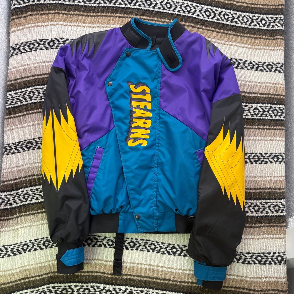 Men's Vintage 90's Stearns Sabre Purple Blue Flotation Aid Water Jacket Sz Small